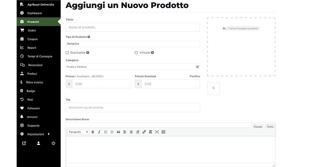 Creazione Prodotto