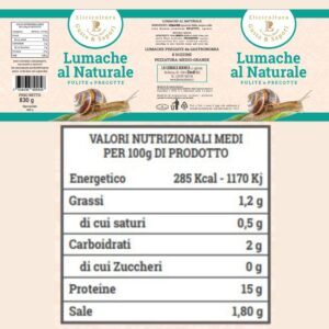 valori nutrizionali lumache al naturale