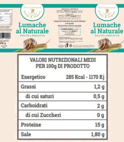 valori nutrizionali lumache al naturale