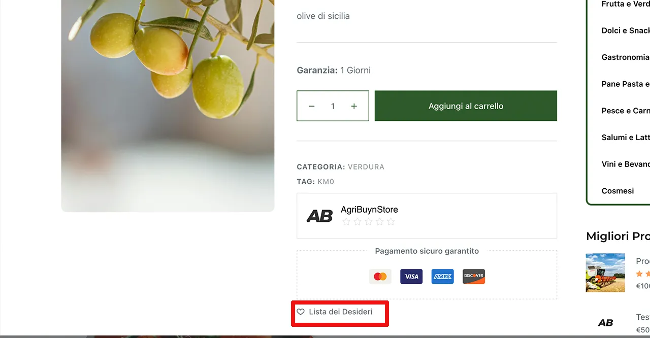 Aggiungi un prodotto alla Lista dei Desideri