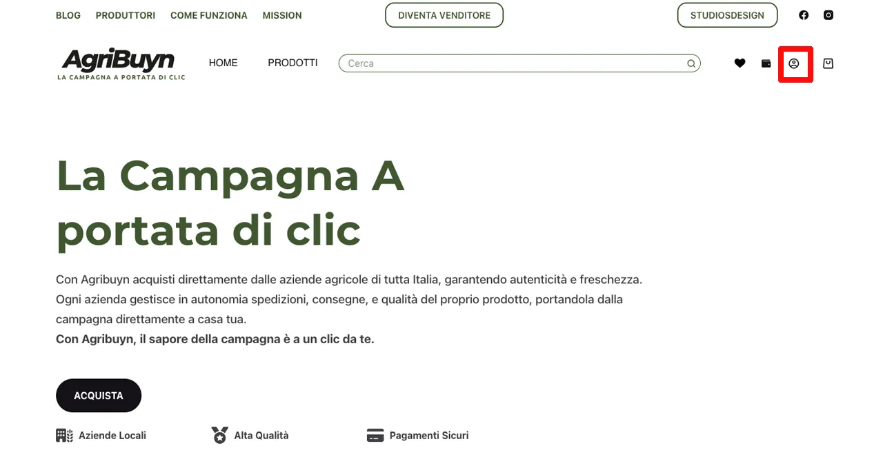 Clicca sull'icona per effettuare la registrazione