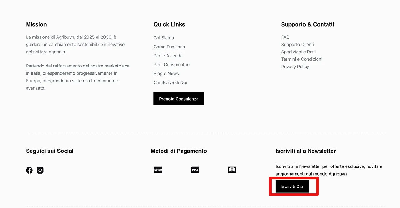 Clicca sul pulsante per iscriverti alla Newsletter