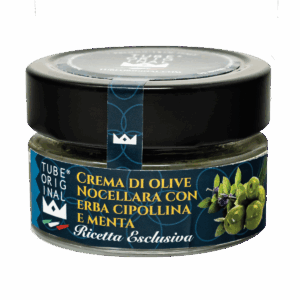 Crema di olive nocellara con olive Nocellaria, Erba Cipollina e Menta