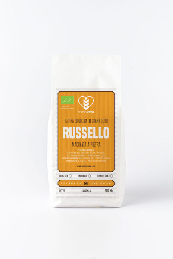 Farina di RUSSELLO di grano duro macinata pietra naturale sicilia